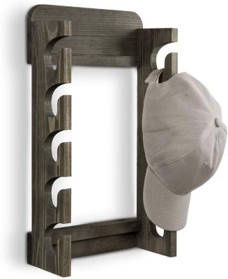 China Save Space Gray Solid Wood Wall Mounted Hat / Clothing Storage Rack for sale