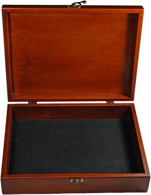 China Eco-Friendly Old World Wooden Treasure Box With Brass Latch Light Cherry Finish for sale