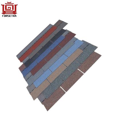 China Villa 12 Colors Roof Building Materials Flat Style Fiberglass Asphalt Roofing Shingles For Construction for sale