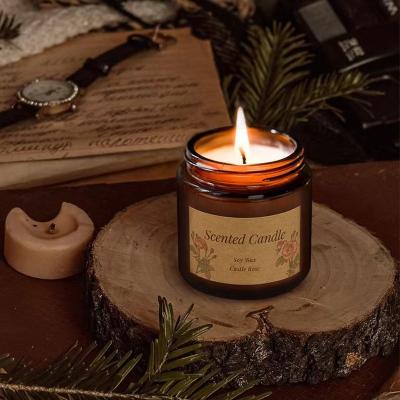 China Hot Selling Cheap Luxury 3.5 Ounce Soy Wax New Style Amber Aromatherapy Perfume Glass Candle Jars Scented Candles for sale