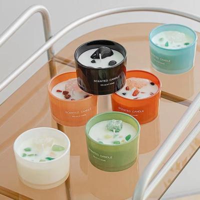 China Romantic Aromatherapy Fragrance Valentine's Day Private Label Customization Scented Soy Candles With Crystals Luxury for sale