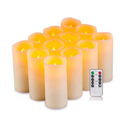 China Sale New Flameless Well Type Paraffin Solid Candle Light Ivory Home Decor Candle With Outside for sale