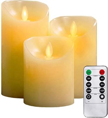 China Home Decoration Flameless RTS 3 Pieces Wax Electronic Candle Set Candles With LED Flickering Light For Sale for sale