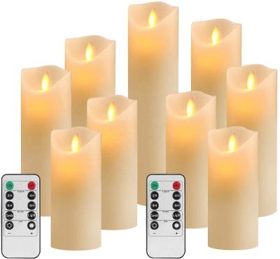 China Flameless 9 Pcs Moving Wick Flameless Wax Led Electric Candle Christmas Lights Decoration for sale