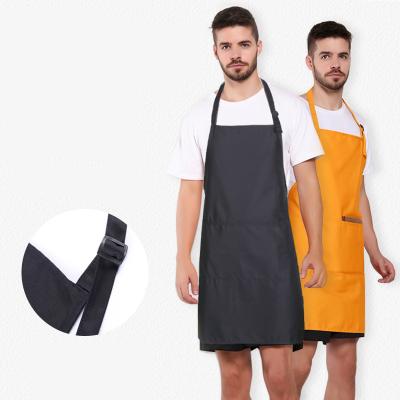 China 3 pockets design cotton anti-fouling logo polyester solid color kitchen apron florist cafe quality waterproof home apron for sale