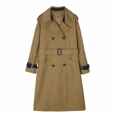 China 2021 New Reversible Splicing Anorak Women Medium And Long Large Double Breasted Loose Coat for sale