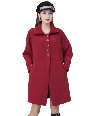 China autumn and winter Anti-wrinkle red knee coat black fashion ladies long section knitted coat for sale