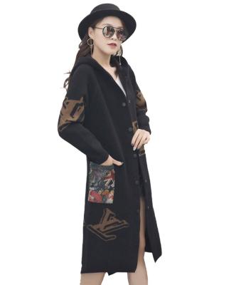 China Mid Length Anti-wrinkle Hooded Woolen Coat Over The Knee Jacket Large Size High-end Knitted Autumn And Winter New for sale