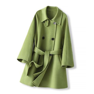 China Breathable Double Sided Long Pure Wool Woolen Coat for sale