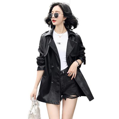 China 2021Early Autumn New Women's Clothing Fashion Classic British StylePULeather Ditch Coat Size Controlled Reversible for sale