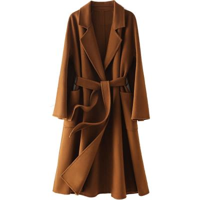 China 2021Handmade Solid Color Reversible Reversible Women's Coat Loose Thick Wool Korean Style Woolen Women'Woen Women'Woen Clothing for sale