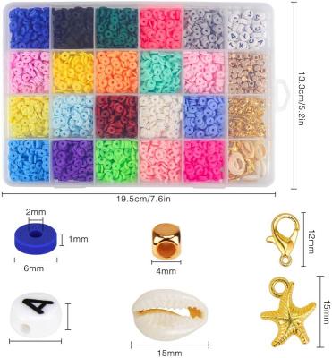 China Jewelry Making at Amazon Hot Selling 6MM Soft Pottery Boxed Letter Bead 24 Grids Soft Pottery Beads DIY Bracelet Pendant Jewelry Accessories for sale