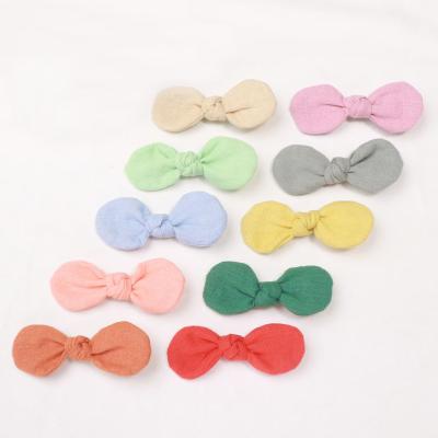 China New Design Cute Charming Rabbit Ear Hair Clips Colorful Cotton Colorful Cotton Bows Hair Clips For Babies for sale