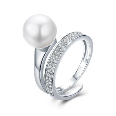 China CLASSIC women shape newcomer Diamond Ring White Shell Adjustable Open pure 925 Sterling Silver Rings for sale