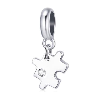 China FASHIONABLE Enamel Puzzle Pattern Custom Zircon 925 Sterling Silver Charm For Jewelry Making for sale