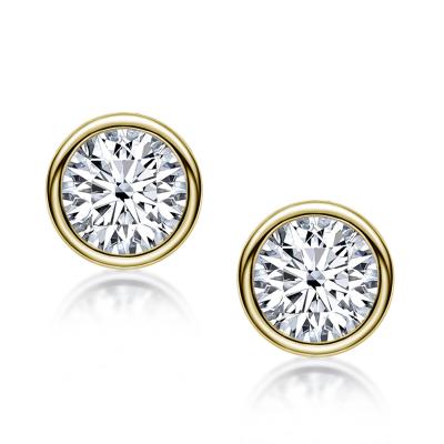 China Women Romantic/Luxury Wedding Stud Earrings S925 Sterling Silver Gold Moissanite Round 1 Carat Moissanite Ear Stud for sale