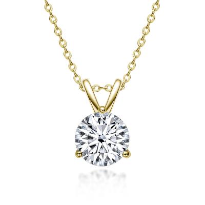 China 925 Sterling Silver Three Prong Moissanite D Carat D Pendant Luxury CLASSIC Color 1 Moissanite Chain Necklace For Women Jewelry for sale