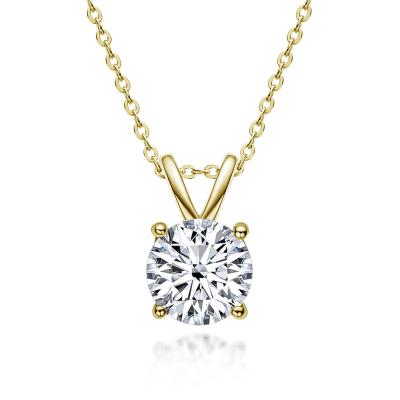 China CLASSIC 1 Carat Moissanite 925 Sterling Silver Choker Yellow Gold Moissanite Necklace Wedding Stone Dangle Engagement for sale