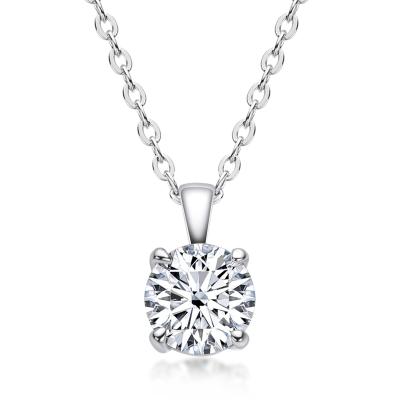 China CLASSIC 1 Carat Moissanite Sterling Silver 925 Choker 14k Gold Moissanite Diamond Pendant Necklace Wedding Engagement for sale