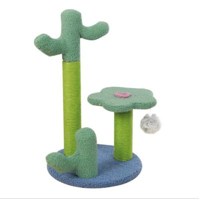 China Three Pillar Plant Sustainable Flower And Cactus Designs Sisal Striping Post Cat Tree Pet Toy for sale