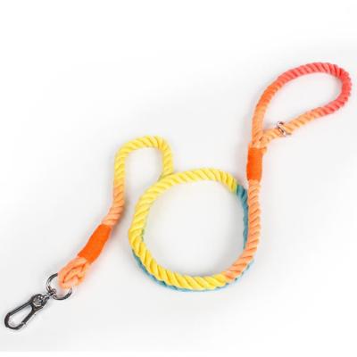 China Customized Wholesale Handmade Multi-Colors Cotton Rope Thick Cotton Rope Leashes For Dog Pet Outdoor Use for sale