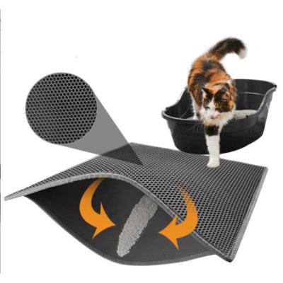 China Travel Pet Cat Mat Double-Layer Cat Litter Trapper Mats With Waterproof Bottom Layer Easy Cleaning Protect Floor Cat Bed for sale