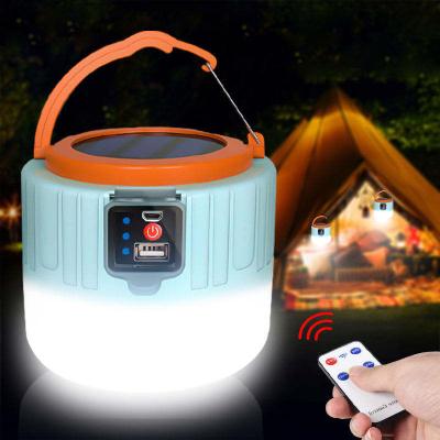 China Customized Service 1000 Watt Solar Rechargeable Work Lamp Emergency Light Bulb Portable Solar BBQ Light Led Camping Lantern With Remote Control for sale