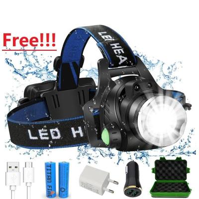 China USB Charging Outdoor Waterproof Flashlight 1000 Lumen Linternas De Cabeza Head Lamp Usb Rechargeable Battery Increasing Led Headlights for sale