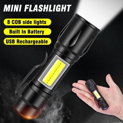 China Zoomable Led Light Hot Sale Zoomable Adjustable Waterproof Aluminum Handheld EDC Rechargeable Multifunctional Mini Flashlight for sale