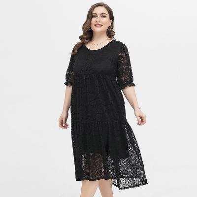 China New Viable Style Women's Elegant Casual Doubledudu Black Lace Casual Outfits Plus Size Women Clothing for sale