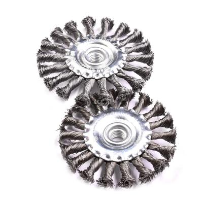 China Stainless Steel Knot Wire Grinding Wheel Industrial Polishing Twisted Brush for sale