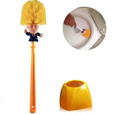 China Factory Supply Funny Trump Design Toilet Bowl Easy To Use And Storage Plastic Brush For Bathroom for sale