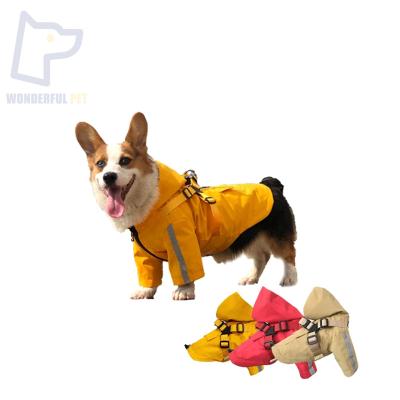 China Sustainable Wonderfulpet Pet Groomer Wholesale Custom Reflective Adjustable Pet Raincoat With Hood Waterproof Small Large Dog Raincoat for sale