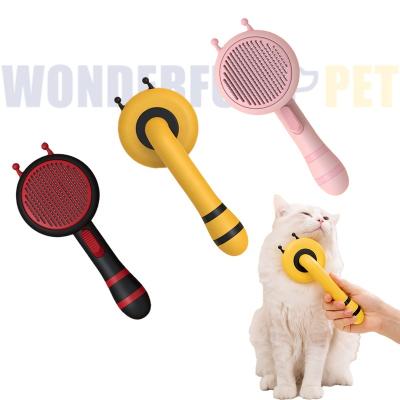 China Sustainable 2023 Stainless Steel Needle One-click Cleaning for Dog Cat Grooming Tool Floating Hair Remove Massage Pet Comb Brush for sale