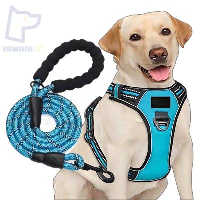 China Reflective WonderfulPet High Quality Custom Logo Waterproof Reflective Adjustable Easy Walk dog Vest Designer Luxury No Pull Dog Harness for sale