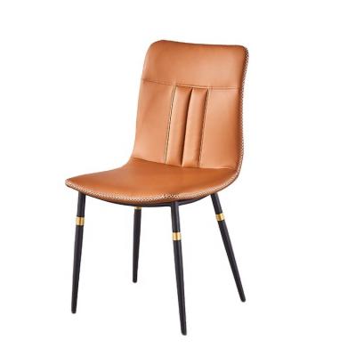 China COMODA Comfortable Modern Orange Dining Chair With Leather Seat And Metal Frame Italian Style Dining Chair For Restaurant for sale