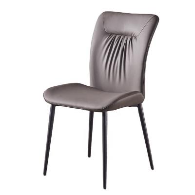 China Modern Comfortable COMODA And Luxury Light Gray Leather Comfy Chair Dining Chair For Dining Room Furniture for sale