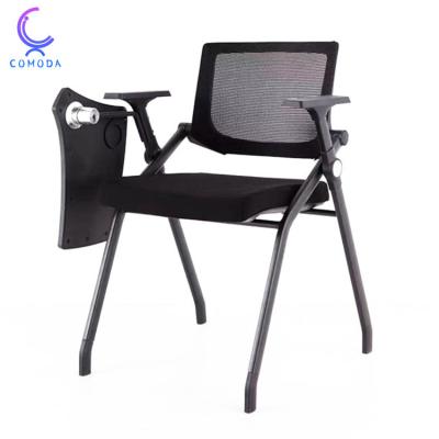 China COMODA Price PP Adjustable Mesh Backrest Armrest Stackable (Height) Foldable Training Chair With Notepad for sale