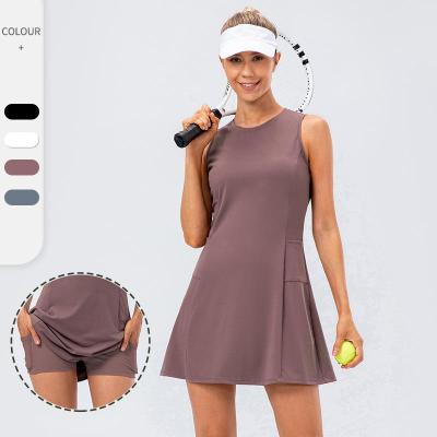 China Breathable One Piece Brocade Naked Feeling Fitness Skirt Sets Women Tennis Leisure Ladies Tennis Wear Sets for sale