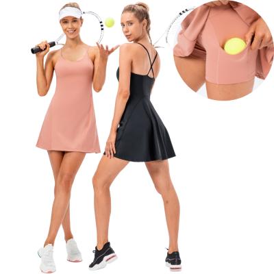 China Golf Skirt Two Piece Sets Suspender Nude Two Piece Suit Pocket Light Proof Elastic Quick Dry Fitness Use Tennis Skirts for sale