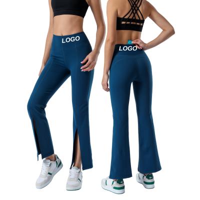 China New Breathable High Waist Hip Horn Yoga Dance Fitness Lifting Sports Customized Wide Leg Flared Pants Floor Brooms for sale