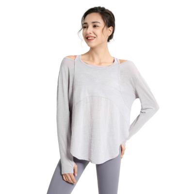 China Lulu Fitness Top Women's Running Blouse QUICK DRY Long Sleeve Autumn New Loose Quick Drying Yoga Clothes for sale