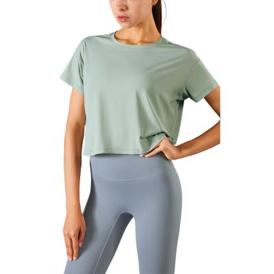 China New Arrival Yoga Shirt Breathable Loose Lightweight Jogging Sports Wear Girls' T-shirts for sale