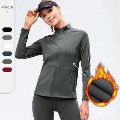 China New Style Zipper Long Sleeve Stand Collar Antibacterial Stand Collar Warm Casual Outdoor Fitness Yoga Training Wear Winter Autumn Sports Jacket for sale