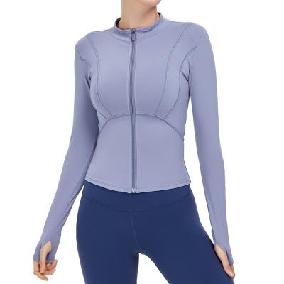 China Stain Autumn And Winter New Breathable Bare Sports Coat Girls Sports Zipper Yoga Dress Women'S Slim Long Sleeve Coats for sale