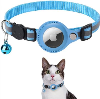 China Adjustable Airtag Cat Custom Collar With Silicone Airtag Holder And Bell for sale