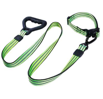 China Reflective Green Nylon Dog Collar Leash For Control Safety Training for sale