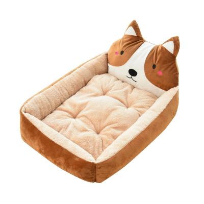 China Warm Rebound PP Cotton Pet Cushion Bed Large Small Cartoon Cat Dog Nest Bed for sale