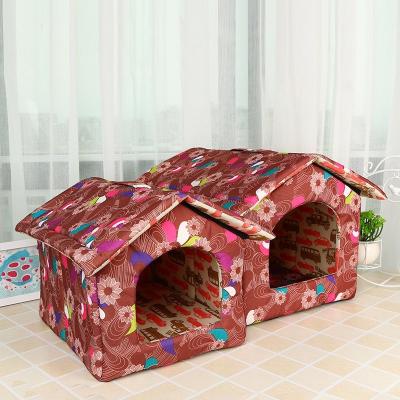 China Removable And Washable Floral Dog Bed High Quality Cotton Filled Pet Supplies For Dog House for sale