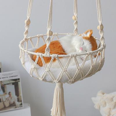 China De Grensoverschrijdende Hete Verkopende Hand van Amazonië - de geweven van Katoenen Mand van het Huisdierencat nest net red cat Koordcat swing hammock hanging chair Te koop